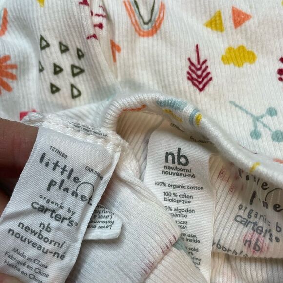 5 for $25🔥Carter's Organic Cotton Matching Pants & Sock Hat Newborn - Picture 4 of 5